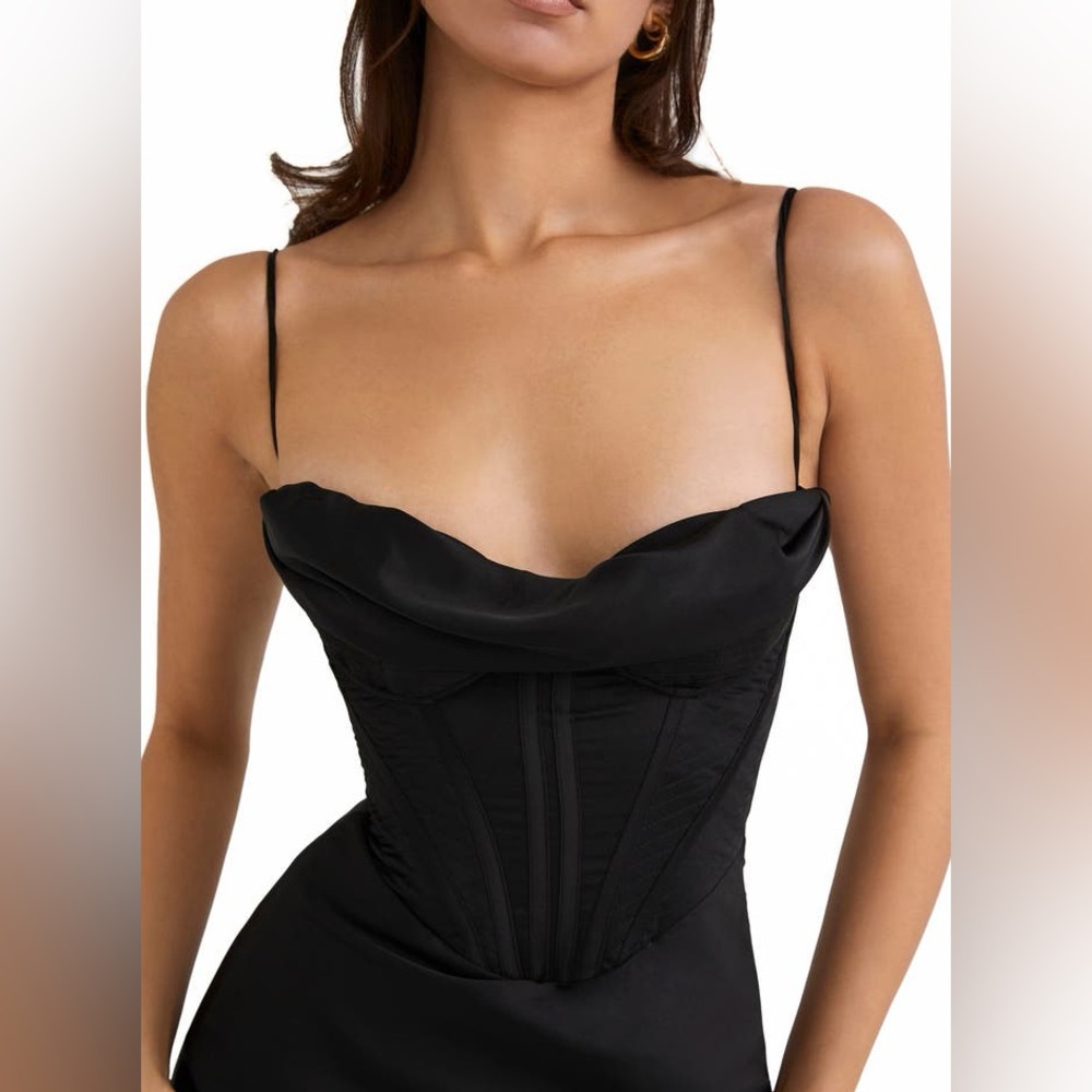 HOUSE OF CB 'Charmaine' Black Corset Maxi Dress gown size S - Picture 5 of 5